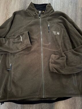 Mountain Hardwear Full Zip Polartec Fleece Men's Size XXL Green Pockets Outdoors
